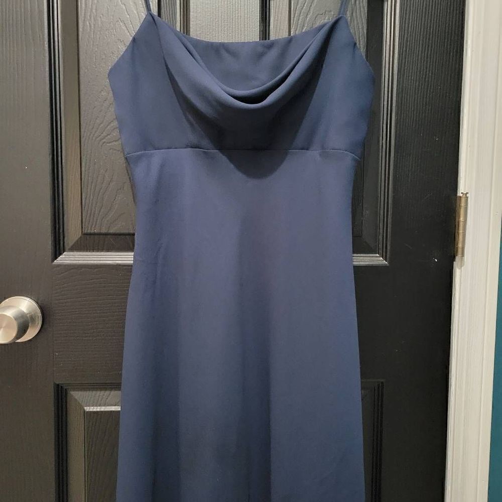 Michaelangelo Size 6 navy blue full length dress prom bridesmaid